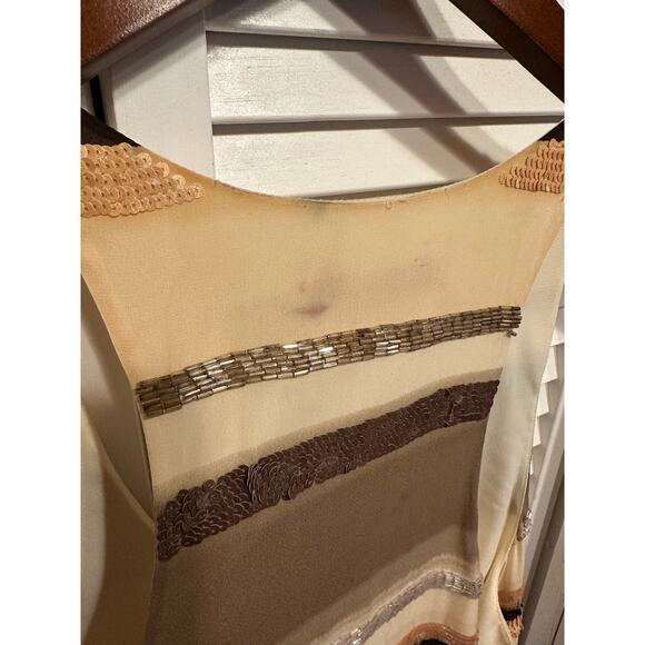 Y2K Alice + Olivia Silk Beaded Tank Dress neutrals Mini Dress cocktail Party - Picture 7 of 10